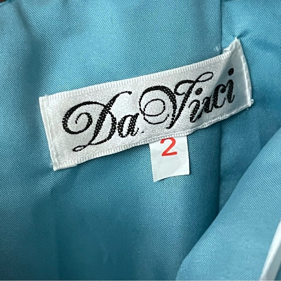 DaVinci Blue Satin Strapless Maxi Formal Dress 2 Prom Gala Wedding Bridesmaid - Picture 9 of 9